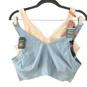 NWT 2 pack/bundle of Bali Light Blue and peach/pink Cool Comfort Bras size 3XL